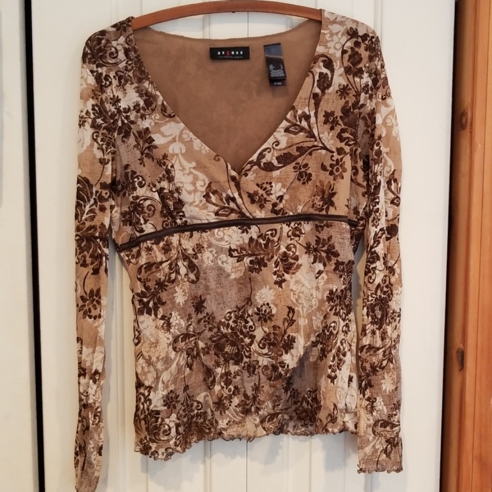 Liz Claiborne brown floral blouse